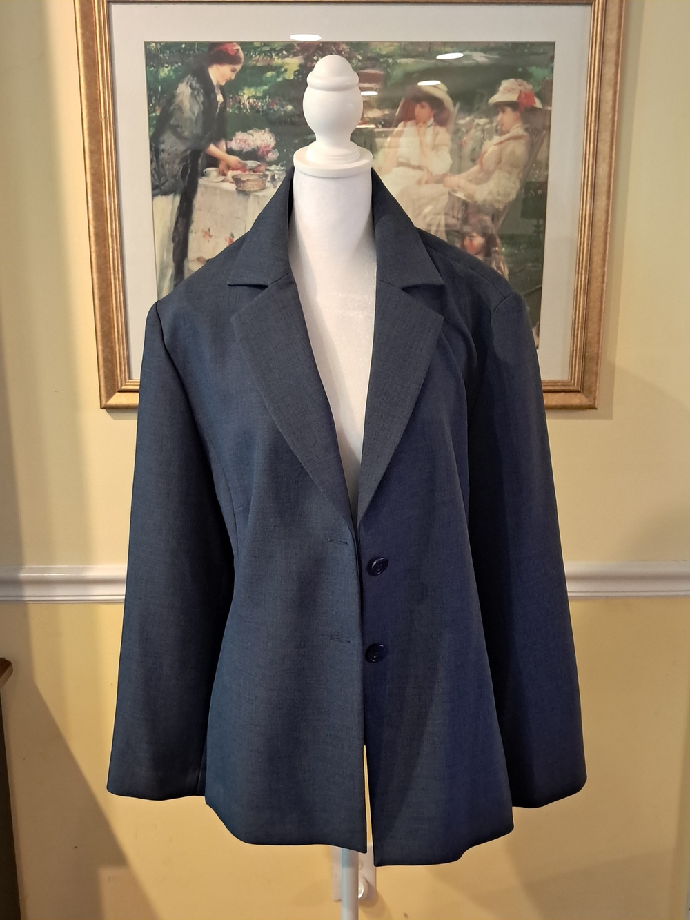 Alfred Dunner Classic Women's Blazer Jacket - Slate Blue Size 16W